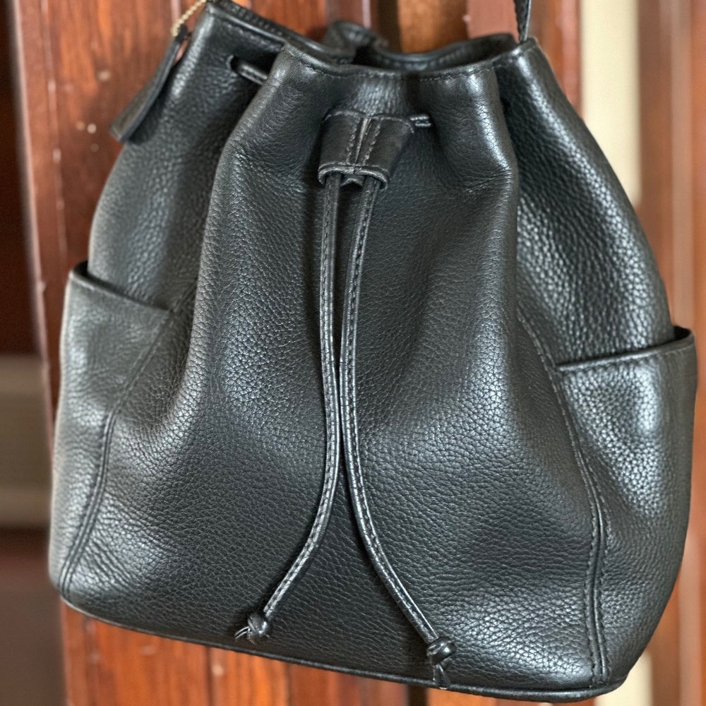 COACH 4926 Vintage Pocket Drawstring Natural Grain Sonoma Leather Black 1997